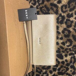 DKNY Metallic Gold Wristlet